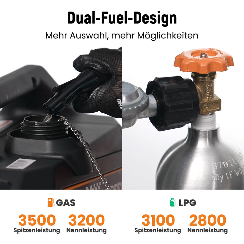 Load image into Gallery viewer, MaXpeedingrods Benzin & LPG Dual Fuel Inverter Stromerzeuger 3500W