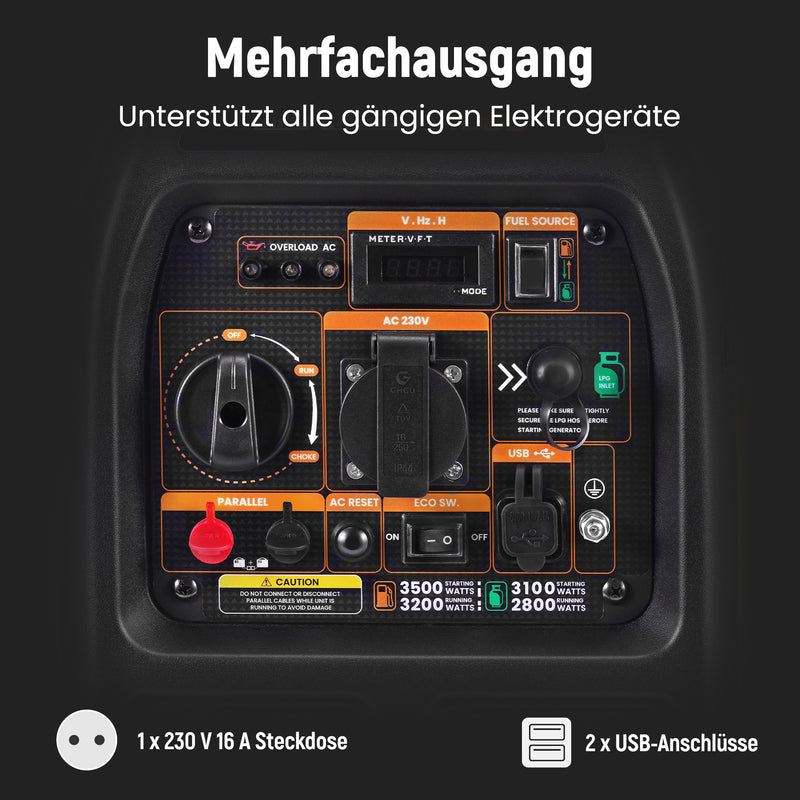 Load image into Gallery viewer, MaXpeedingrods Benzin & LPG Dual Fuel Inverter Stromerzeuger 3500W
