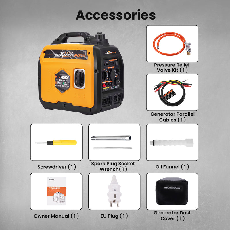 Load image into Gallery viewer, MaXpeedingrods Benzin & LPG Dual Fuel Inverter Stromerzeuger 3500W